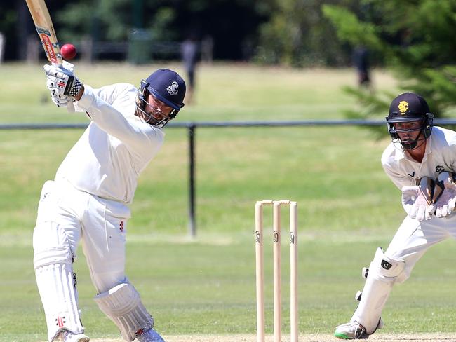 Brayden Stepien of Carlton batting during Premier Cricket: Carlton v Monash Tigers on Saturday, February 3, 2018, in Carlton, Victoria, Australia.Picture: Hamish Blair