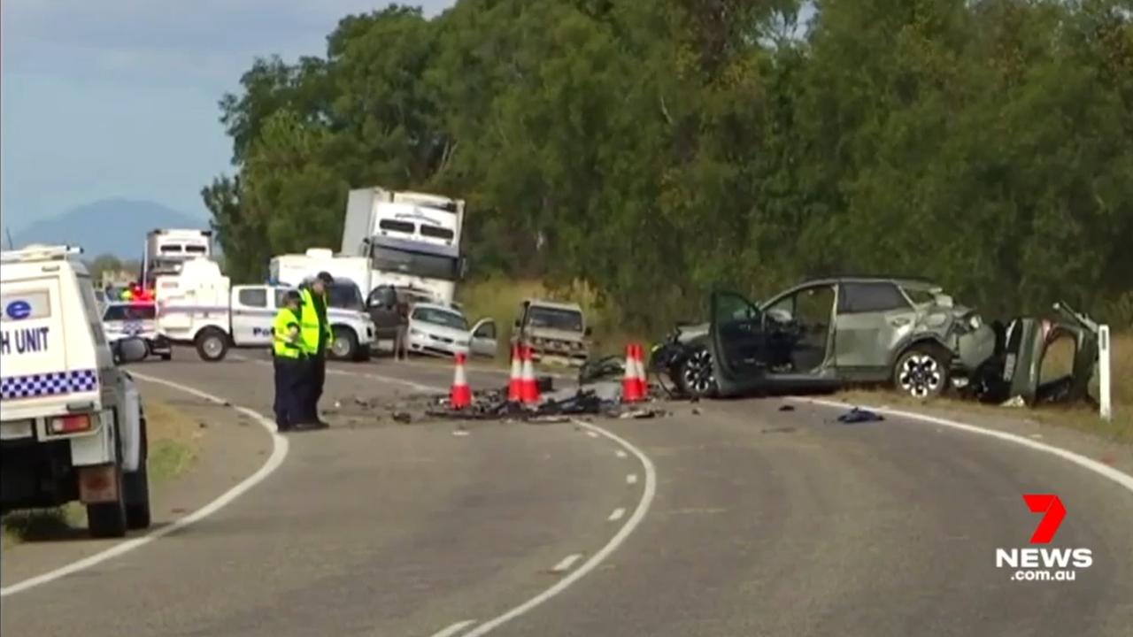 Vision of a crash in Wunjunga that killed two, captured by Seven news. Photo: 7NEWS.