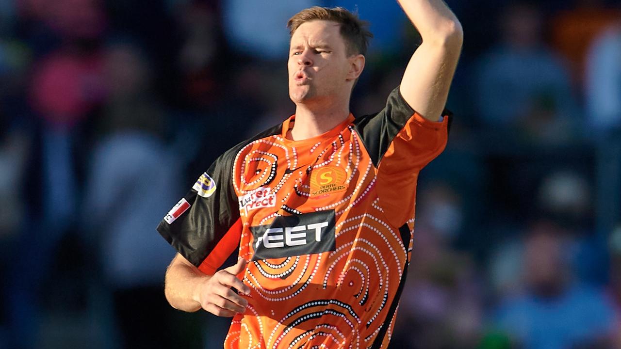 Jason Behrendorff of the Scorchers on Tuesday night. Getty Images