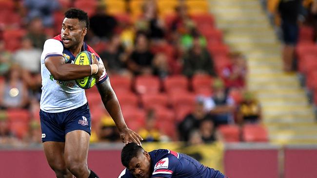 Reds star Samu Kerevi in action against the Rebels at the Brisbane Global Tens on Friday.