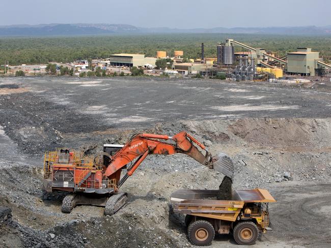 Stockpiled ore loaded onto a Haul Truck Ranger mine. Mining operations at ERA's Ranger Uranium Mine, including rehabilitation and revegetation at Jabiluka - November 2016 . Picture: ERA