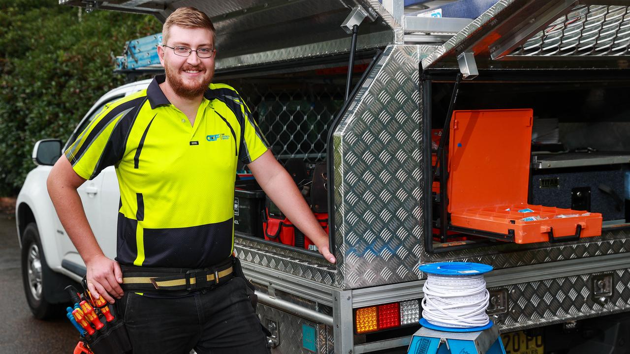 Electrician Jacob Roberts, from CCF electrical Services, is feeling the pinch of rising petrol prices. Picture: Justin Lloyd.