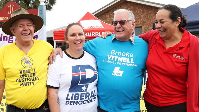 DAILY TELEGAPH, MAY 12, 2022The people of Kurri Kurri NSW discuss the key issues theyÃll be voting for in the Seat of Patterson this Federal Election. Pictured is (left) Pre-Polling Volunteers Peter Clarke (United Australia), Sonia Bailey (Liberal Democrat), Harry Slide (Liberal) and Rosa Grine (Labor). Picture: David Swift.