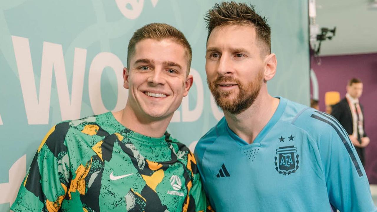 Socceroos player Cam Devlin exchanges shirts with Argentina superstar Lionel Messi., https://www.instagram.com/p/Clwj_Bos1ua/?igshid=YmMyMTA2M2Y%3D