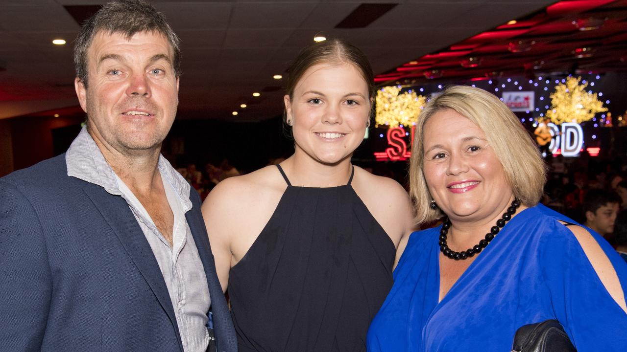 Russell and Samantha Voll with their daughter, Brisbane Heat star Georgia Voll, at the Sports Darling Downs Sports Star of the Year dinner.