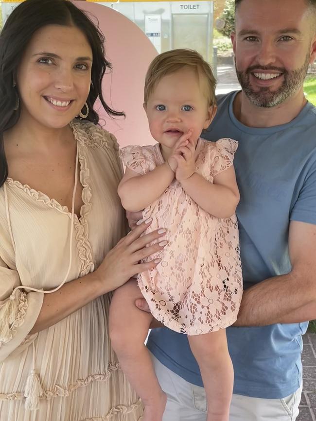 Ben and Sarah Wright with daughter Evie Picture: Supplied