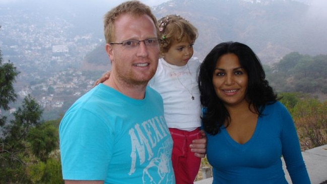 John Lean, with his then-toddler daughter Naomi and ex-wife Monica, before she abducted the girl to Mexico 11 years ago