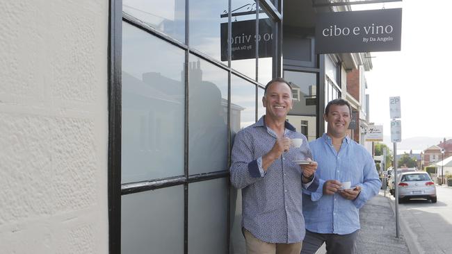 Angelo Fraraccio and business partner Marco Caporelli will are about to open the doors to Cibo e Vino, a new Italian-style cafe next door to Da Angelo in Hampden Rd, Battery Point. Picture: MATHEW FARRELL