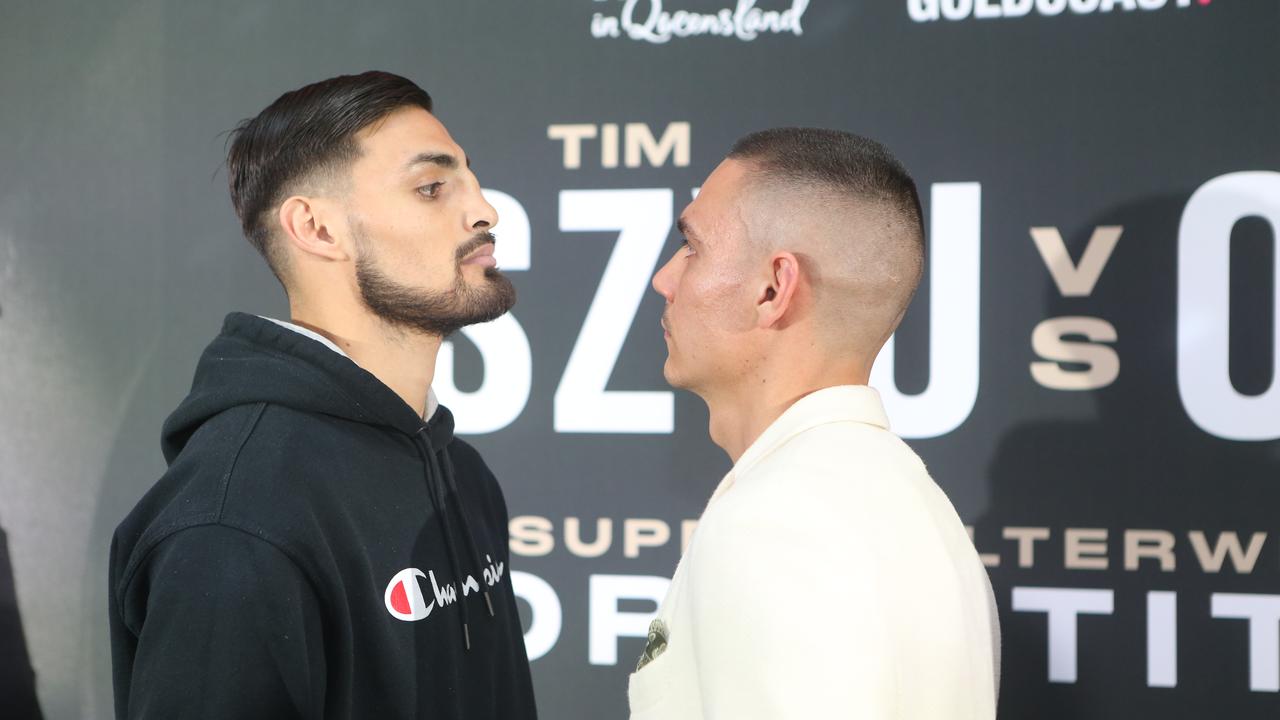 Tim Tszyu v Carlos Ocampo fight launch party, Nineteen at the Star, Broadbeach. Tim Tszyu and Carlos Ocampo. Picture by Richard Gosling