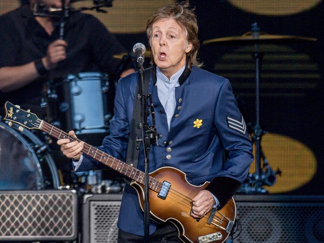 Paul McCartney performs at AAMI Park in Melbourne. Picture: Jake Nowakowski