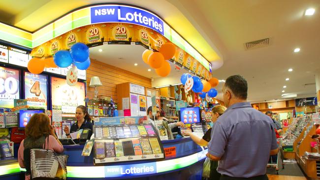 Customers try their luck at the newsagency.