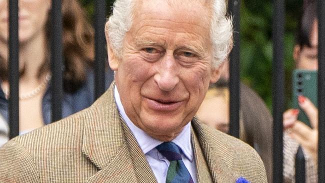 ABERDEEN, SCOTLAND - AUGUST 21: King Charles III before inspecting Balaklava Company, 5th Battalion, The Royal Regiment of Scotland, at the gates of Balmoral, as he takes up summer residence at Balmoral Castle on August 21, 2023 in Aberdeen, Scotland. (Photo by Jane Barlow - Pool/Getty Images)