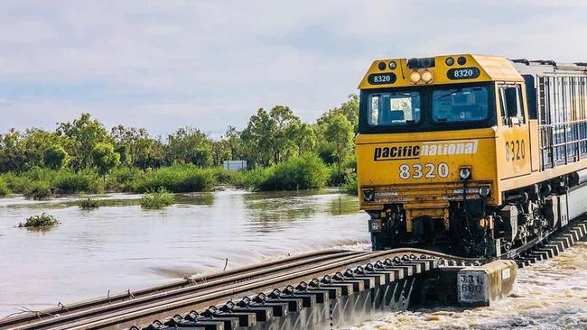 A photo of the damage rail line going over Prairie Creek. Picture Jodie Hunter