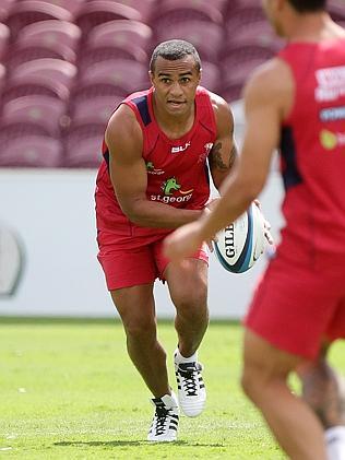 Genia runs the ball at training at Ballymore