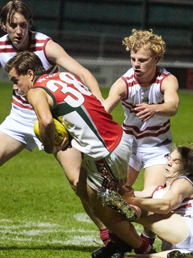 Lachie McNeil in action with the ball for Henley against PAC. Picture: Matt Loxton