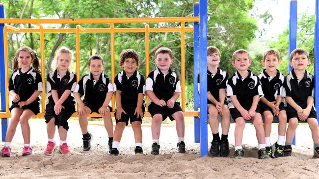 My First Year 2023: Flagstone Creek State School Prep students (from left) Abigail, Georgia, Jackson, Dominic, Jack, Luke, Bodhi, Bellamy and Henry. Absent: Annie and Talitha, February 10, 2023. Picture: Bev Lacey