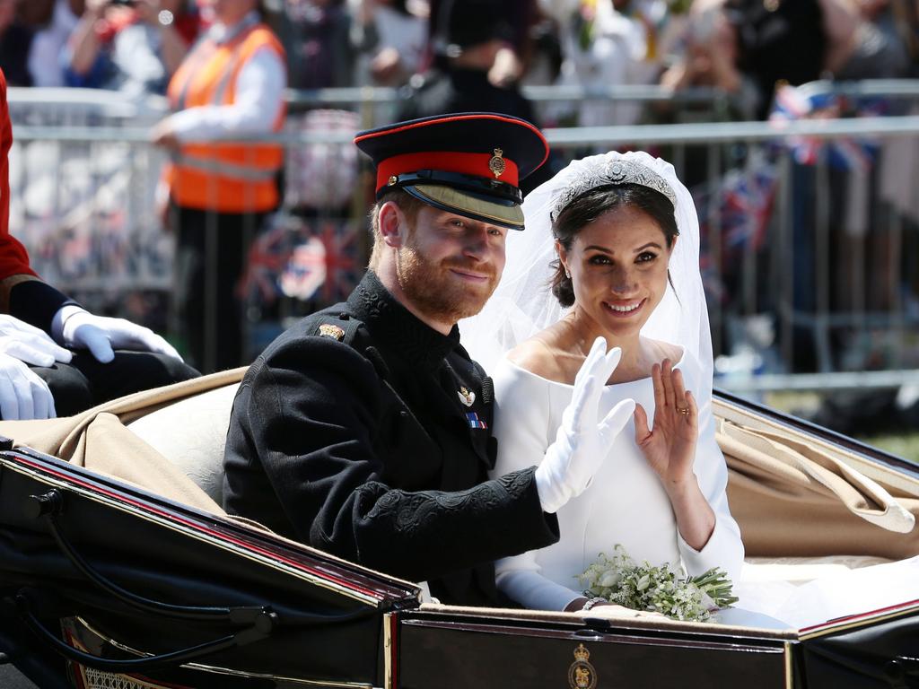 The newly married couple on their wedding day. Picture: Aaron Chown - WPA Pool/Getty Images