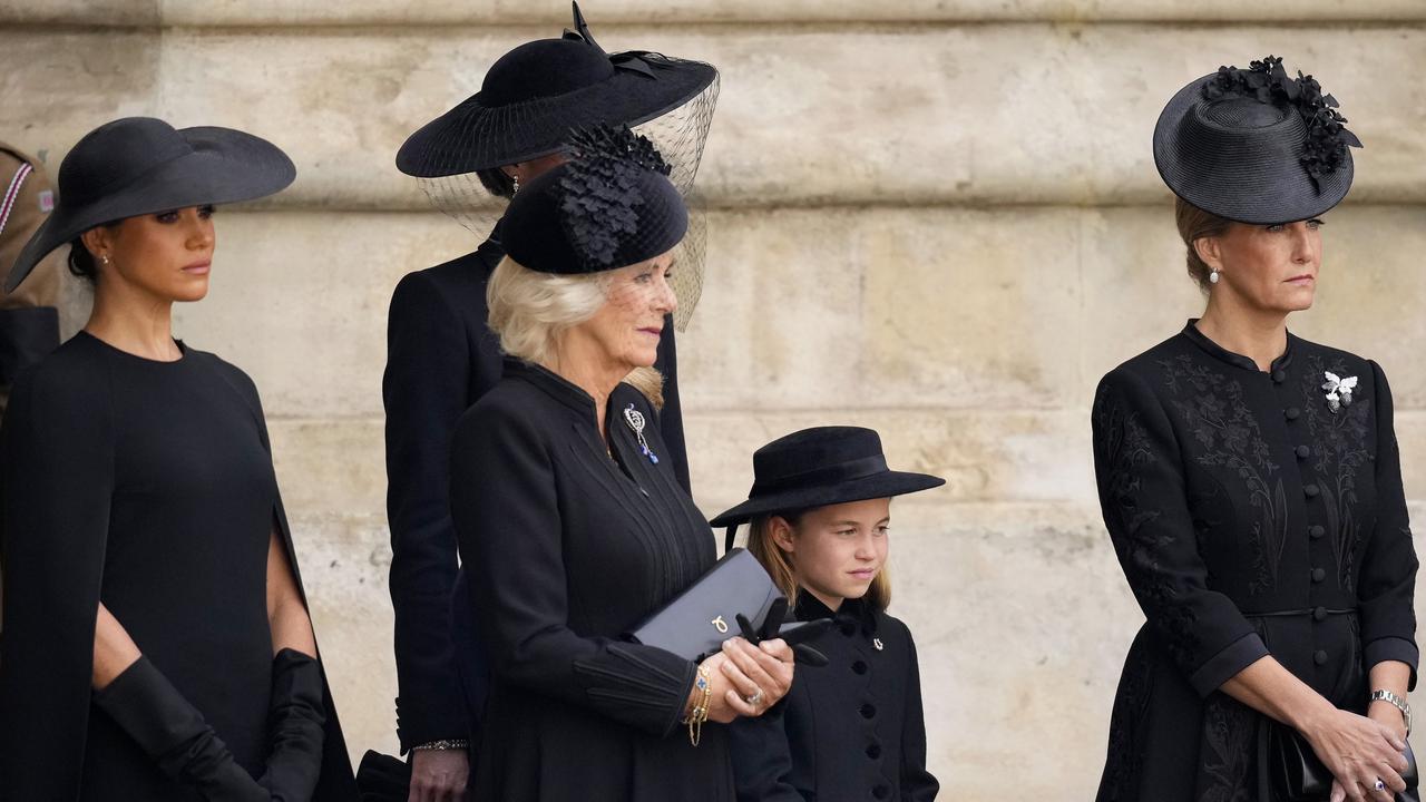 Meghan pictured with Camilla, Queen Consort, Princess Charlotte of Wales and Sophie, Countess of Wessex. Picture: Christopher Furlong/Getty Images