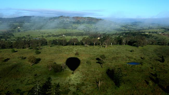 Balloon shadow near Marburg in the Lockyer Valley. Picture: Tim Marsden