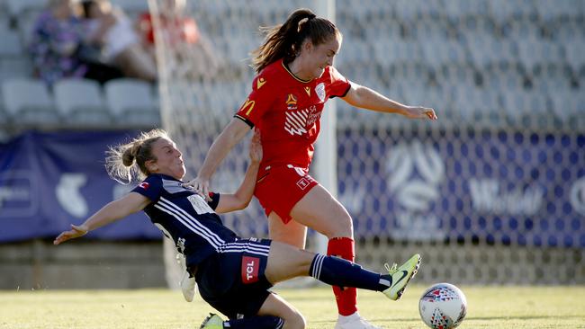 US import Julia Ashley, in action for Adelaide United, has secured a trade to NWSL club Reign FC. Picture: Kelly Barnes/Getty Images