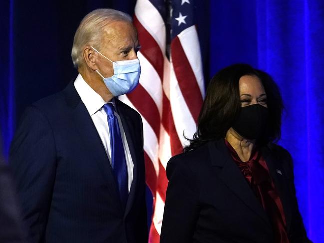 Joe Biden and Kamala Harris, who will become the first female vice president. Picture:AFP