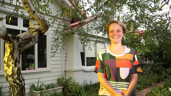 Brunswick West resident Georgina O'Farrell has signed up to crowdfunded solar-focused energy provider DC Power Co. Picture: Hamish Blair