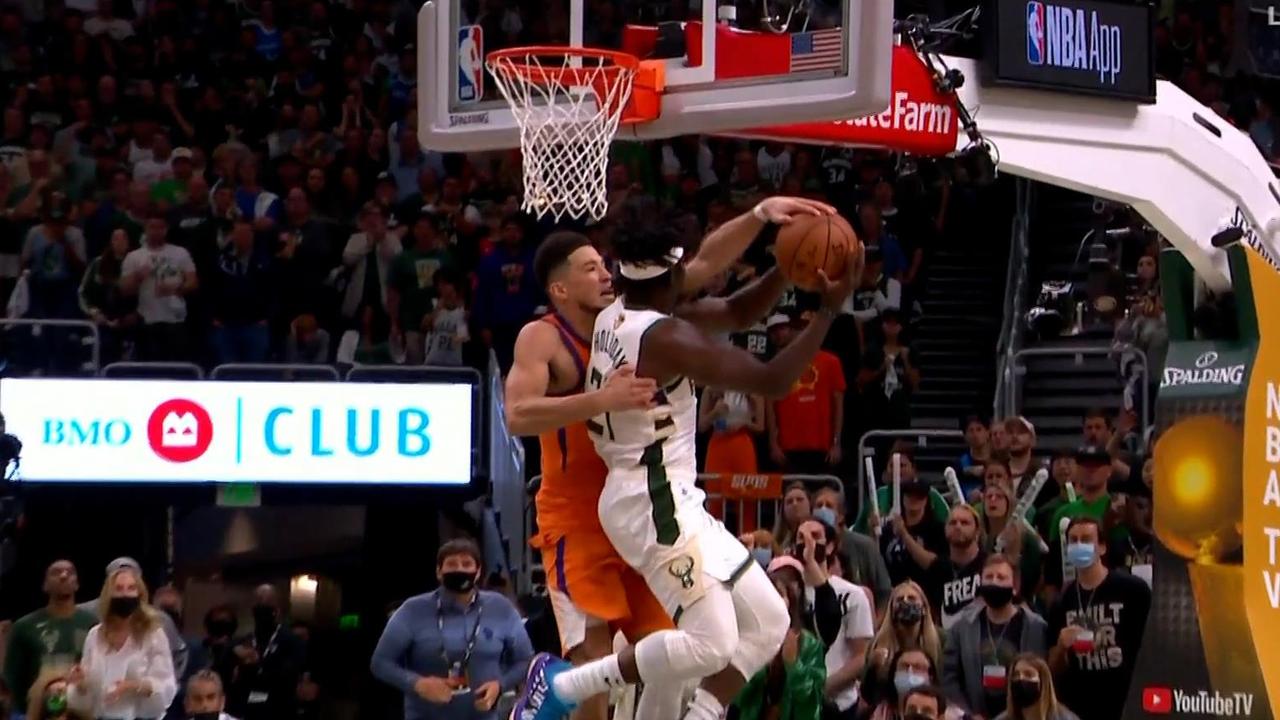 Devin Booker avoided fouling out as this incident wasn't called - but it wasn't enough as the Bucks sealed Game 4.