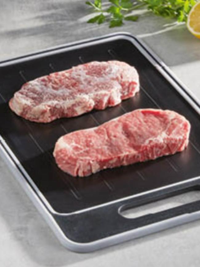 The defrosting chopping board thaws meats in a matter of hours. Picture: Aldi