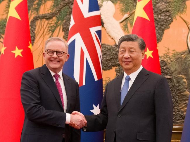 Australia's Prime Minister Anthony Albanese meets with China's President Xi Jinping at the Great Hall of the People in Beijing, China, Monday, November 6, 2023. Picture: Twitter