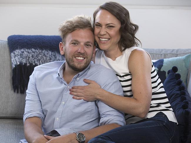 Dylan Alcott and girlfriend Kate Lawrance at home in Balaclava. Picture: Ian Currie