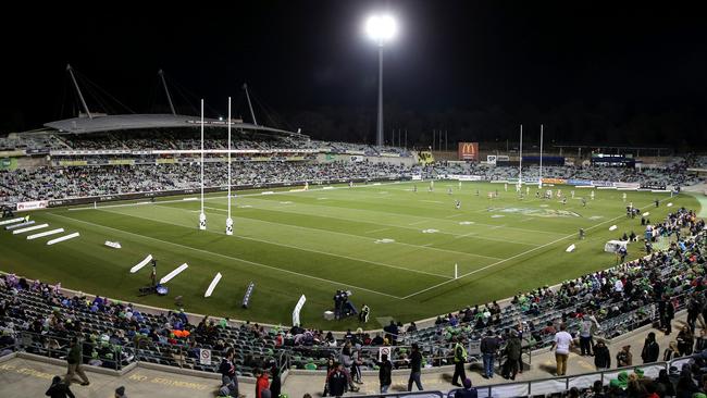 Canberra’s GIO Stadium was originally known as Bruce Stadium and was constructed in 1977 for the Pacific Conference Games and was upgraded in 1985 for the Athletics World Cup. Picture: NRL Photos