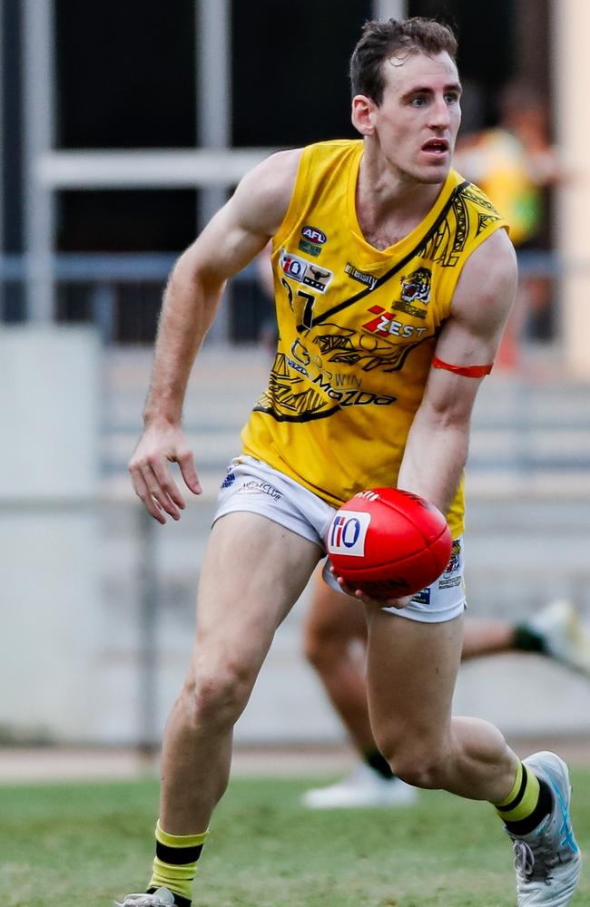 Lewis Rinaldi has had a strong season for the Nightcliff Tigers in the 2023-24 NTFL season. Picture: Celina Whan / AFLNT Media