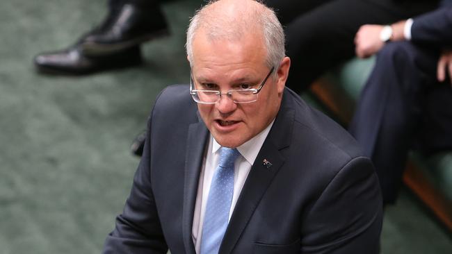 PM Scott Morrison congratulates  Tony Smith being elected as Speaker again, after being sworn in at the start of the 46th Parliament, in the House of Representatives Chamber, at Parliament House in Canberra. Picture Kym Smith