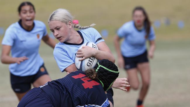 CHS1's Ella Koster with the ball in the final against CCC at Eric Tweedale Oval. Pic: John Appleyard