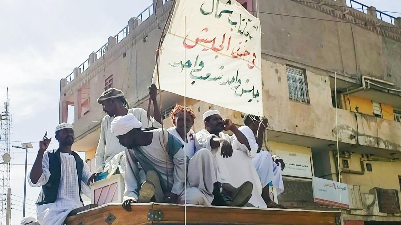 People form a convoy as they celebrate in support of the Sudanese armed forces in Khartoum on May 12, 2023. Picture: AFP