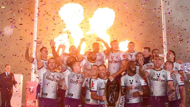 Melbourne Storm celebrate NRL grand final victory.