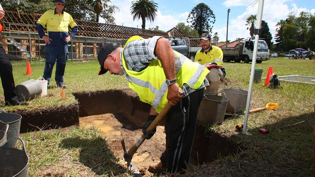 Archaeology worker Newton Carriage working at the North Parramatta Heritage Precinct.