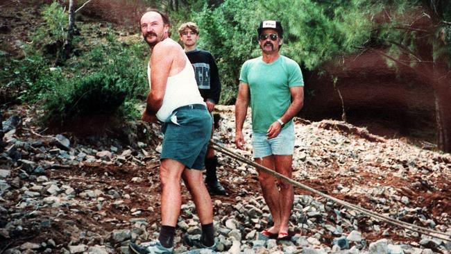 Backpacker serial killer Ivan Milat, right, camping with brothers William and Christopher at Wombeyan Caves in NSW in 1991.