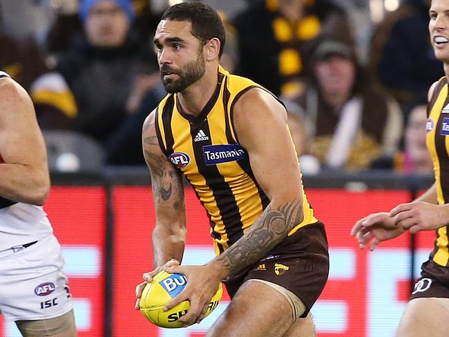 AFL Round 13. 16/06/2018. Hawthorn v Adelaide at the MCG.  Hawthorn's Shaun Burgoyne forth quarter action    . Pic: Michael Klein