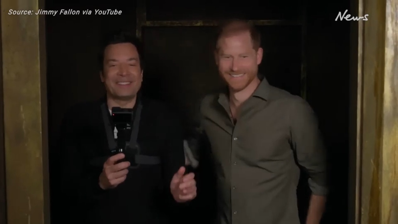 Prince Harry visits Jimmy Fallon's Haunted Maze Experience