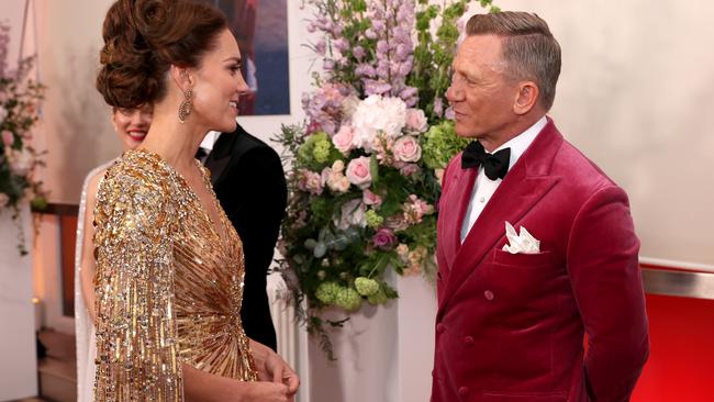 Catherine, Duchess of Cambridge met with actor Daniel Craig at the No Time To Die premiere. Picture: Chris Jackson/Getty Images