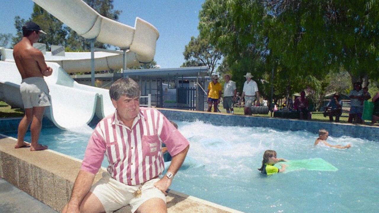 Willow Springs Adventure Park owner Jim McEwan outside the water slides at the park. Photograph: Errol Anderson