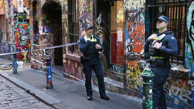 Police guard the scene. Picture: AAP Image/David Crosling