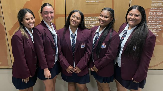 Ipswich SHS students Lynn Nielsen, Ariana Henderson, Shalom Sauaso, Dmaris Setu and Joyce Vunipola.