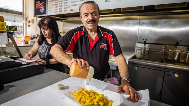 Park's Fish & Chips owner Bassam Najjar and wife Ghada at the Davoren Park Shopping Centre. Picture: Tom Huntley