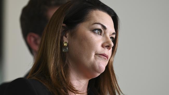 Greens senator Sarah Hanson-Young says supporting the media should not come at the cost of ‘families that are being torn apart because of gambling’. Picture: NewsWire / Martin Ollman