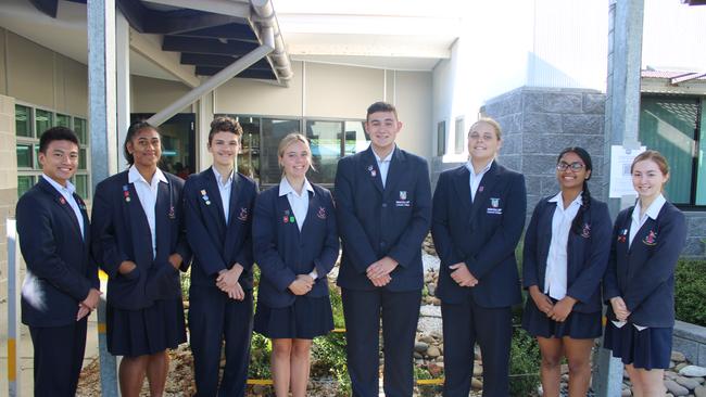 MacKillop Catholic College, Warnervale student cabinet: Khalil Miclat, Anita Brown, Harrison Sciberras,Chloe Bensen (College Captain), Jesse Slattery (College Captain), Charlie Baresic, Aleeta Joseph, Aimee Greenfield Picture: Debra Ferguson