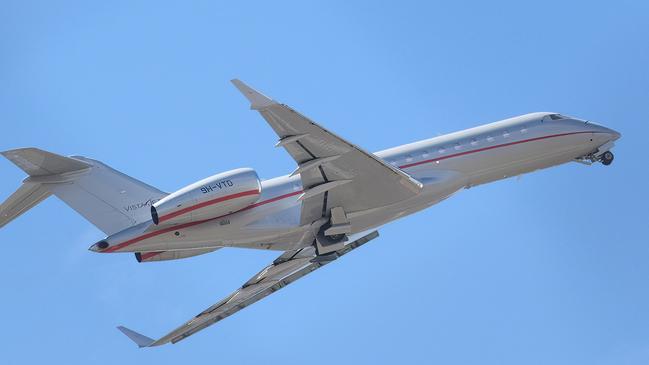 MELBOURNE AUSTRALIA - NewsWire Photos FEBRUARY 19, 2024:  The plane Taylor Swift departs from Melbourne for Sydney on her Eras Tour, at Jet Base, is seen in Melbourne.Picture: NCA NewsWire / Luis Enrique Ascui