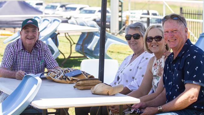 James and Billie-Jean Anderson and Meg and Tony Blunt found a cool spot to enjoy a hot race day.