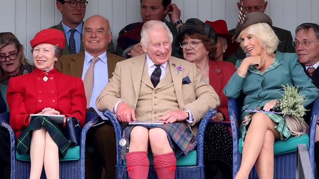 King Charles III, Queen Camilla and Princess Anne, Princess Royal pictured together on September 02, 2023 in Braemar, Scotland. Picture: Getty Images